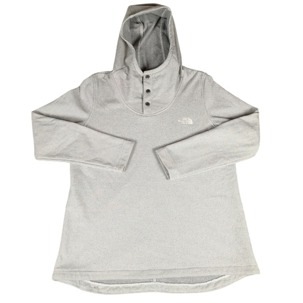 The North Face Womens Crescent Sunset Hoodie Grey Button Cowl Neck Fleece L